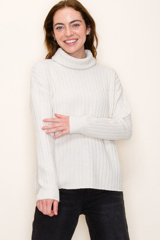 Wide Rib Turtleneck Sweater