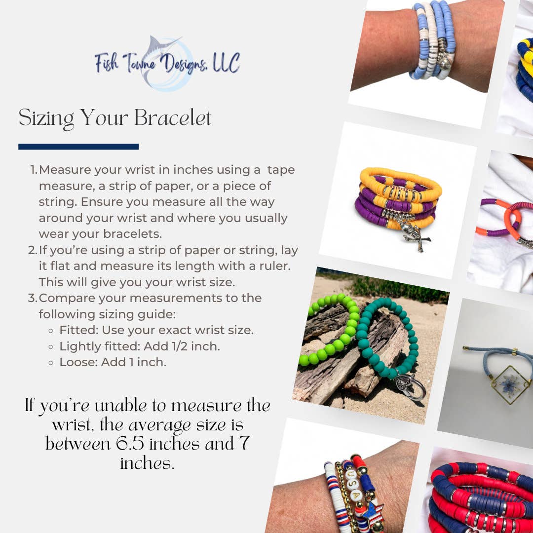 Green and White Game Day Bracelet Stack: Gold (7 inch)