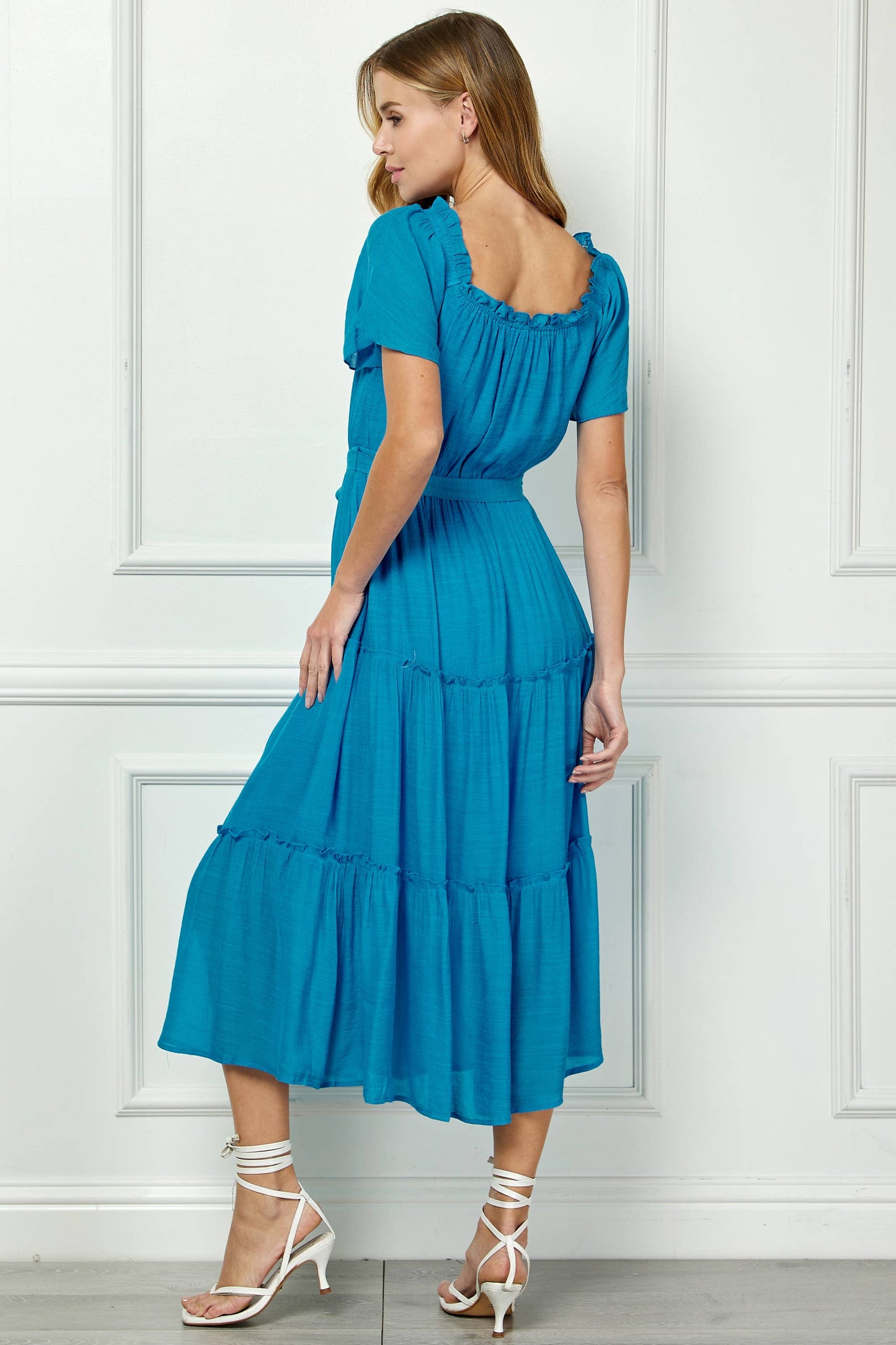 Ruffled Tiered Cropped Maxi Dress with Lining