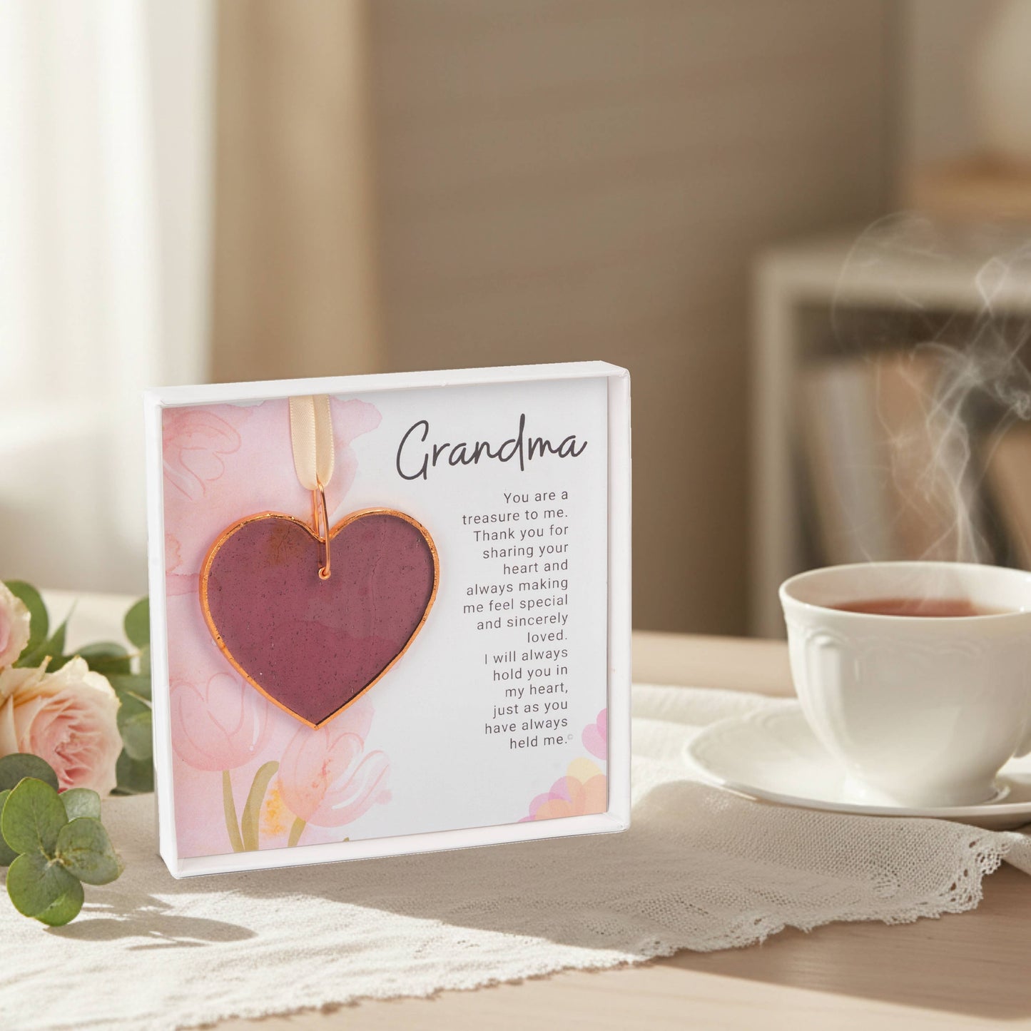 Grandma Keepsake Gift – Handmade Stained Glass Heart