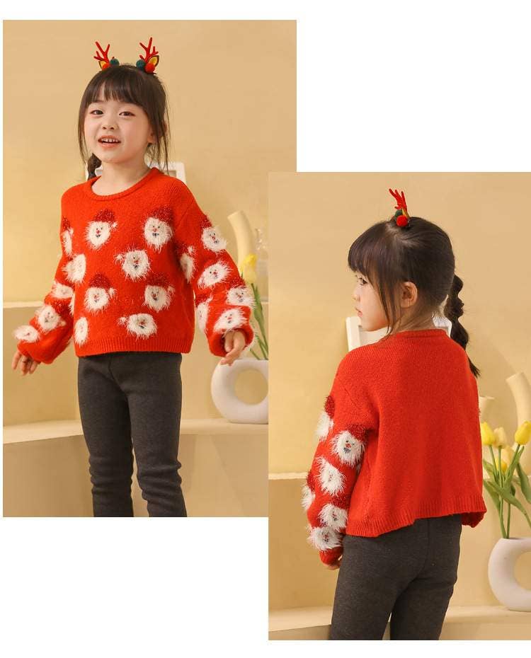 Santa's Head Pattern Crewneck Pullover Sweater