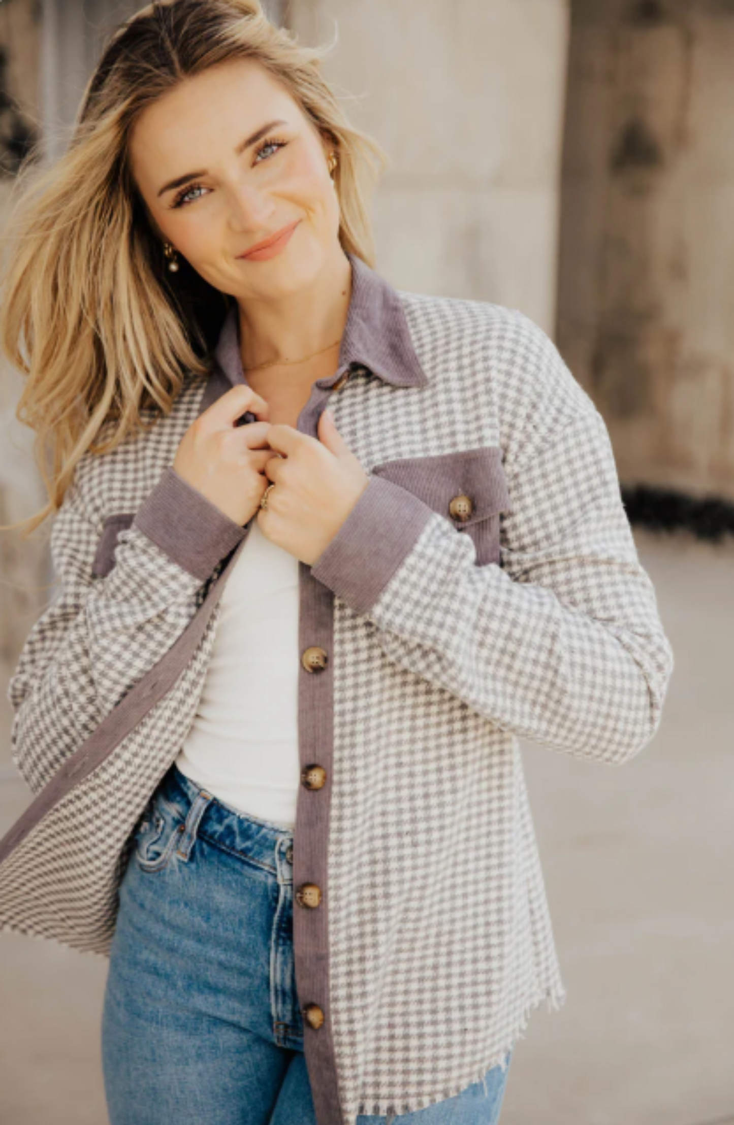 Houndstooth Corduroy Jacket (Slate)