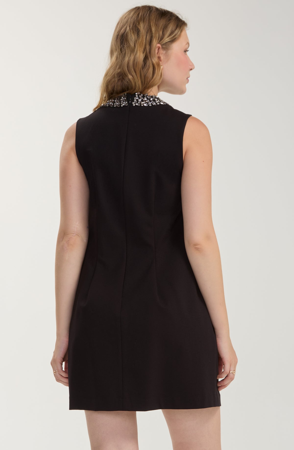 Liverpool Sleeveless Dress W/ Embellished Neck