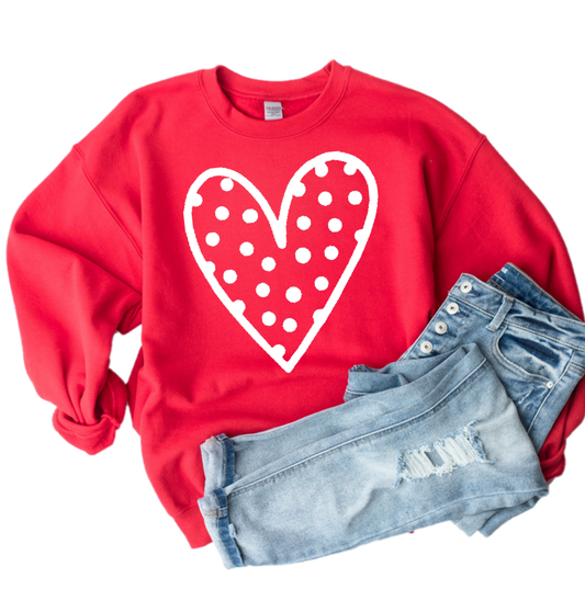 Valentine Dot Heart Sweatshirt