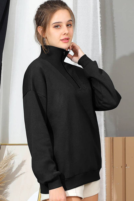 Quarter Zip Lightweight Pullover Sweatshirt