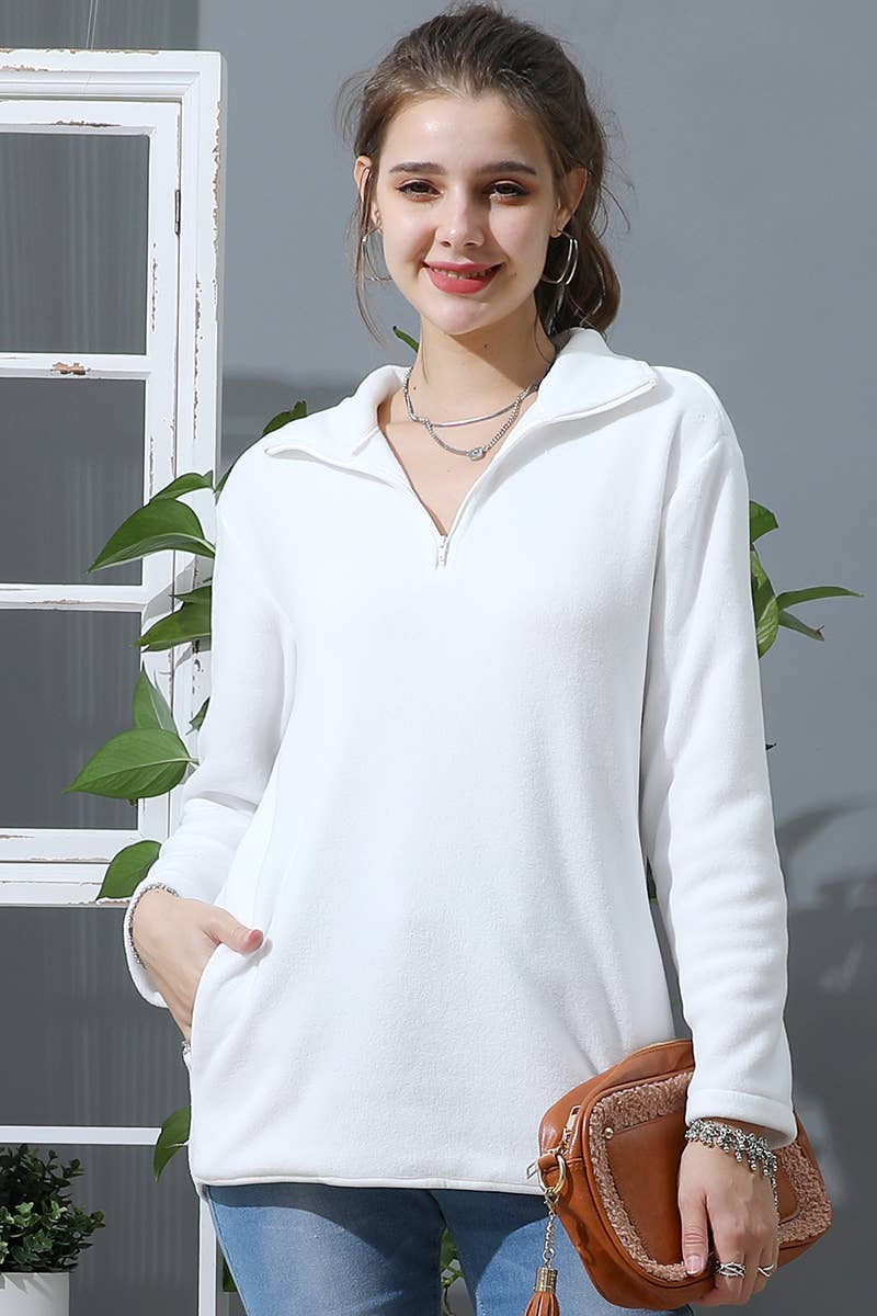Zip Neck Lightweight Pullover Sweatshirt