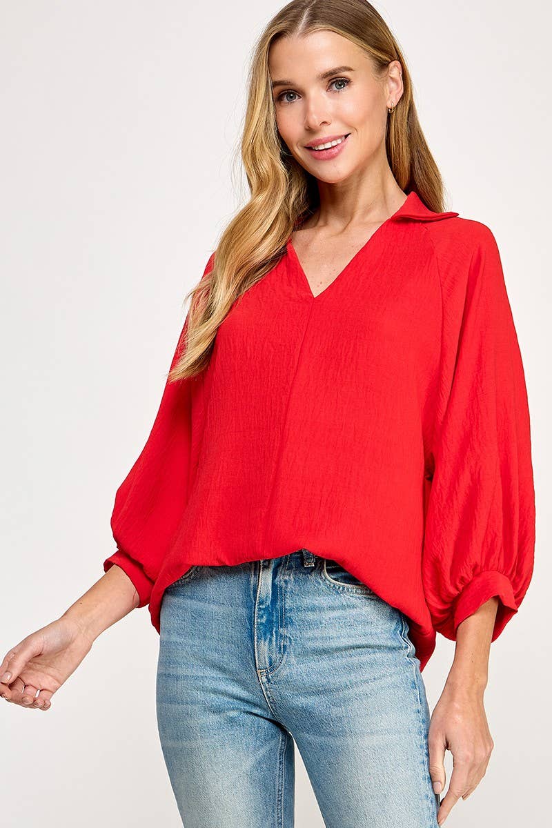 Solid Collared Blouse