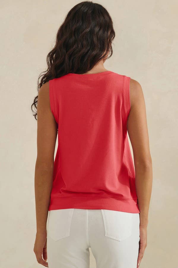 LuxeAir Ribbed Relaxed V-Neck Tank Top: Kelly Green / L