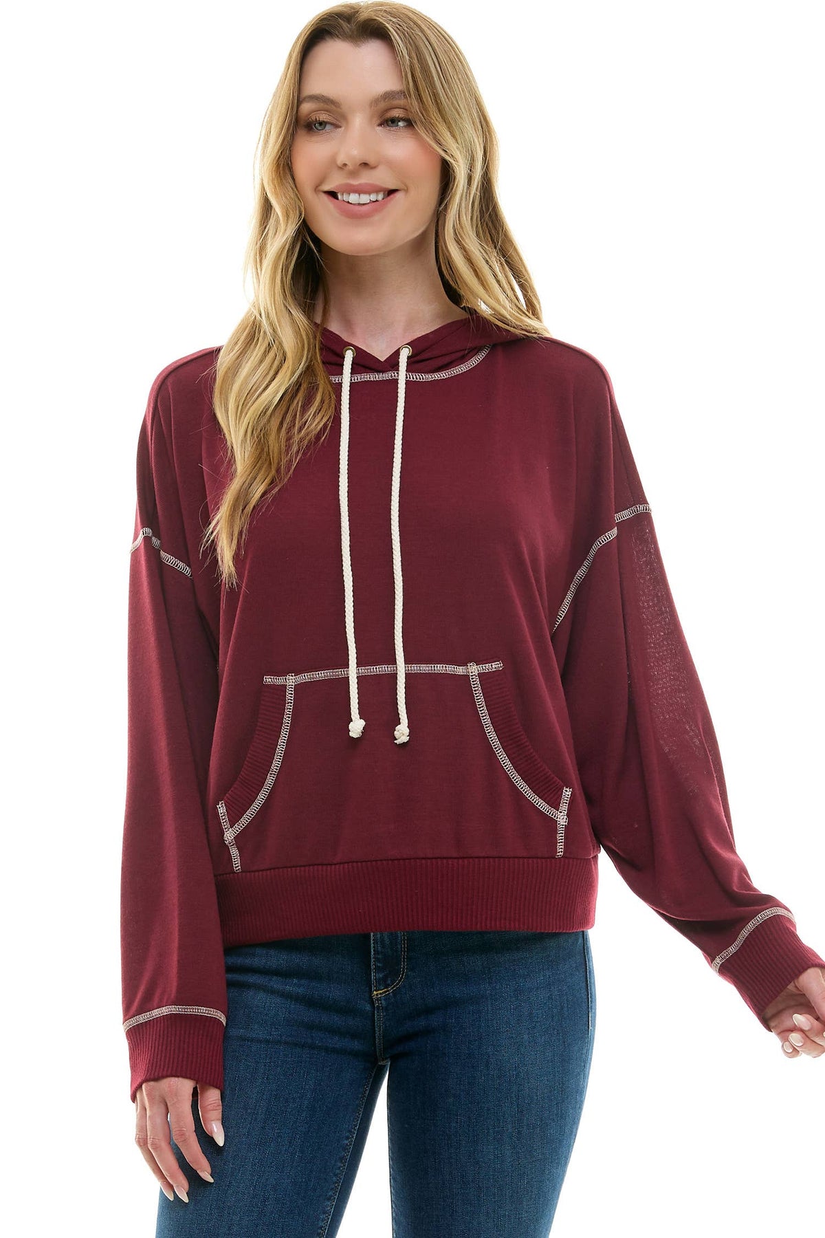 Urban Cozy Cuffed Hoodie Cropped Pullover