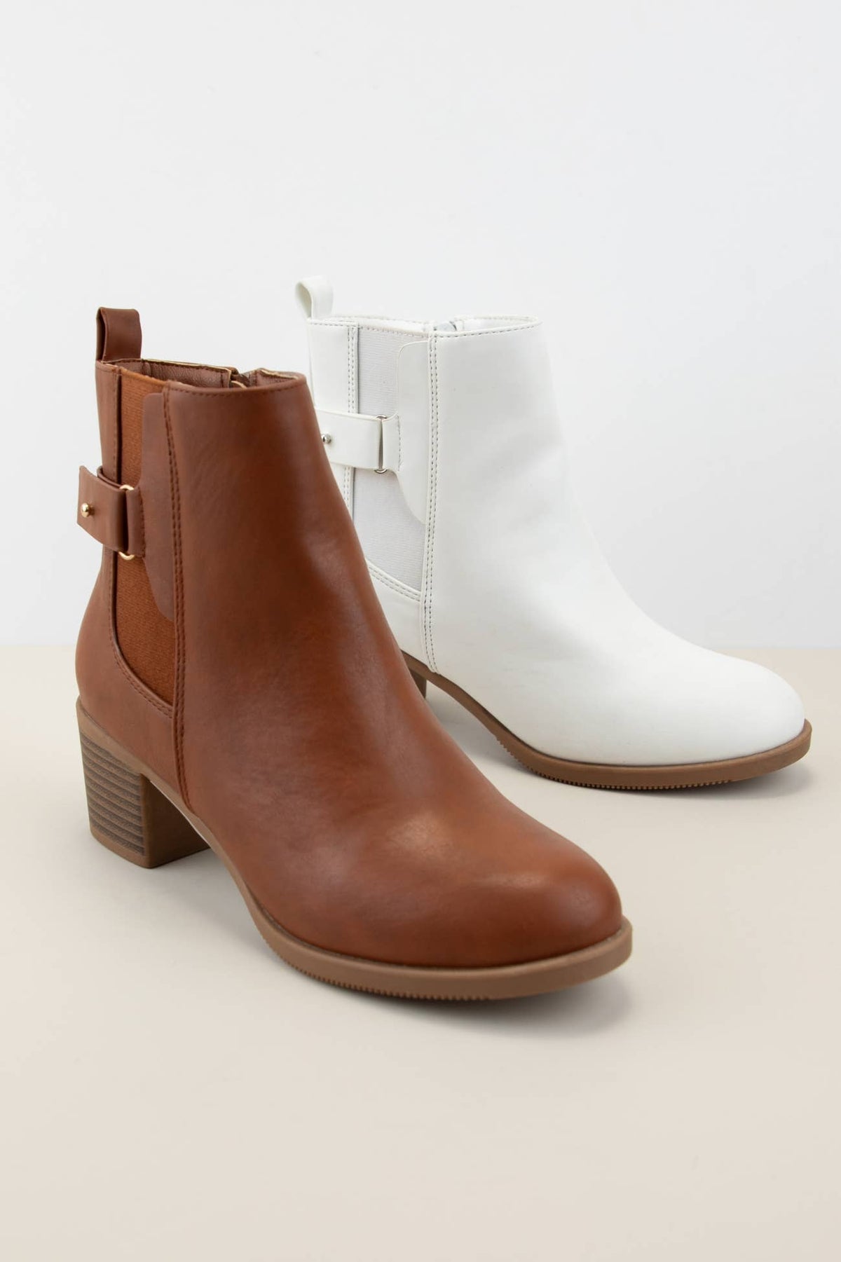 Chelsea Almond Toe Ankle Buckle Strap Boots