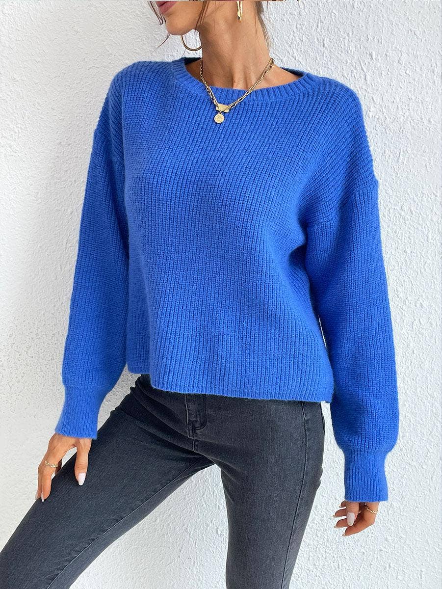 Solid Color Knit Sweater