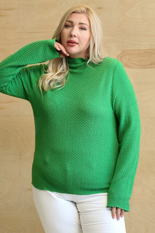 Textured Knit Mock Neck Top