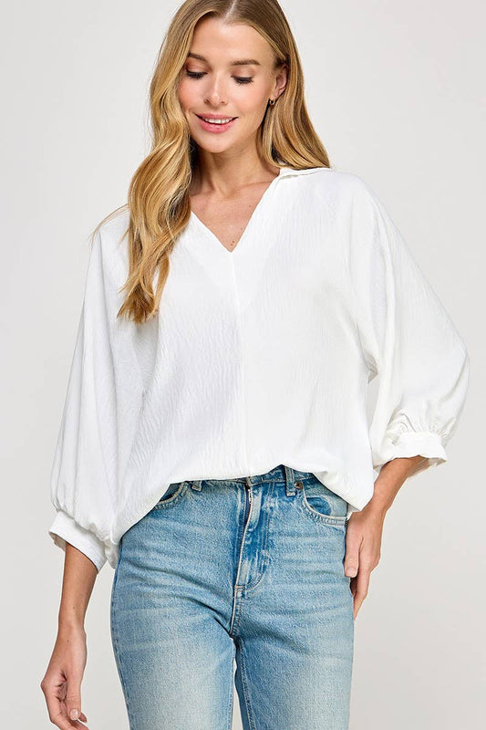 Solid Collared Blouse