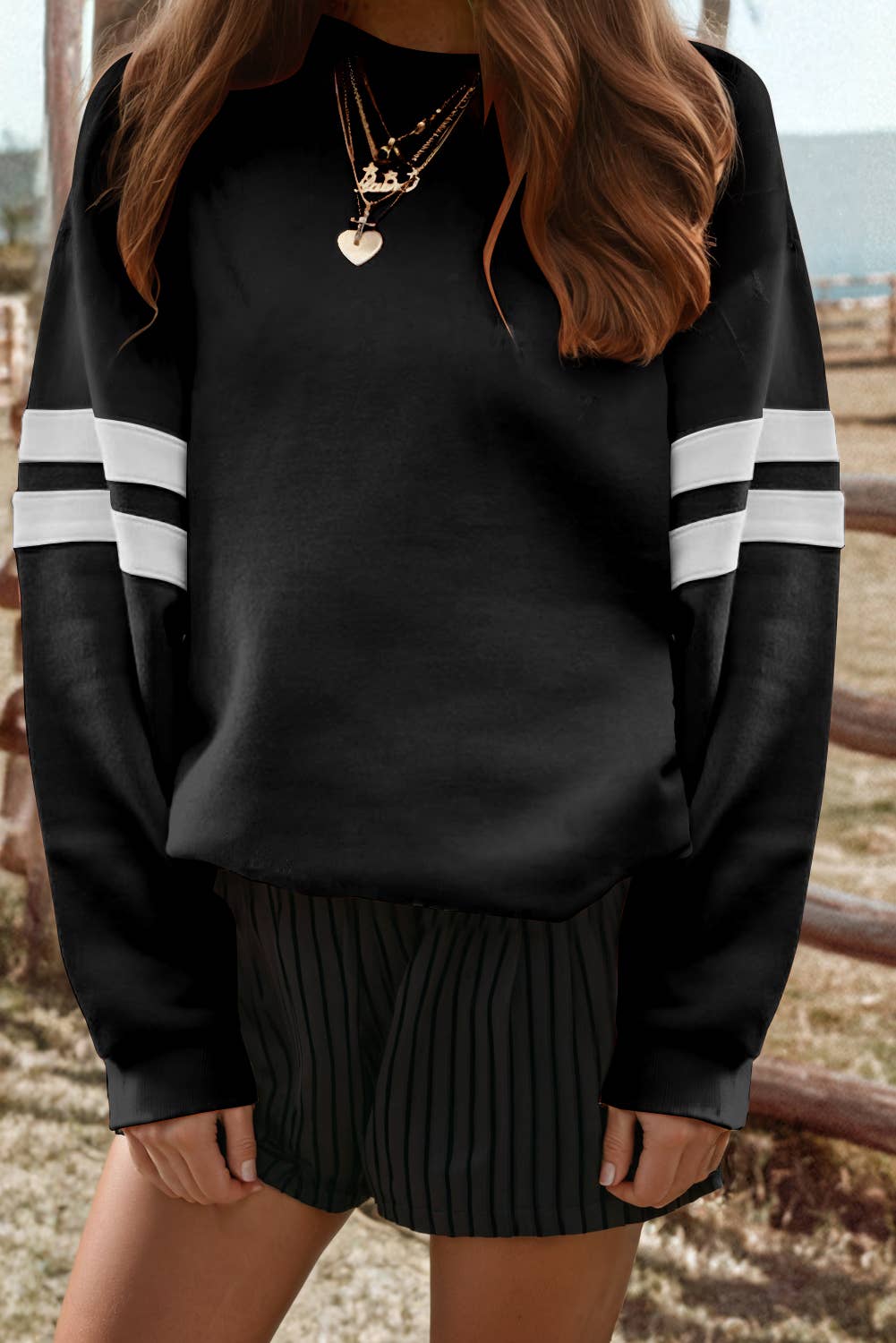 Varsity Stripe Drop Shoulder Oversize Sweatshirt
