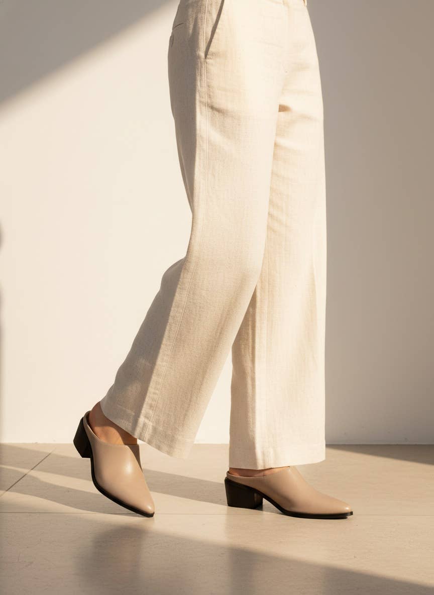 Gina Pointed Toe Mule Bootie with Stacked Heel