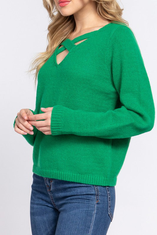 X Strap V-Neck Sweater