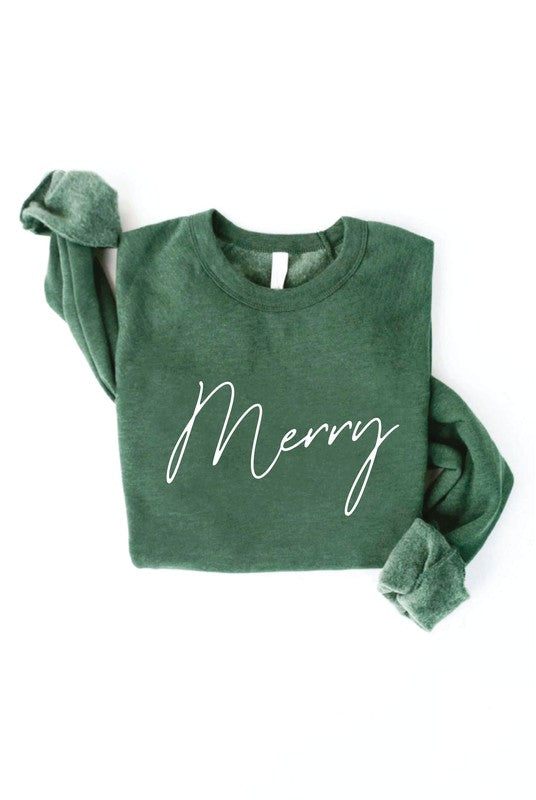 MERRY Graphic Sweatshirt Unisex Fleece Pullover Relaxed Fit