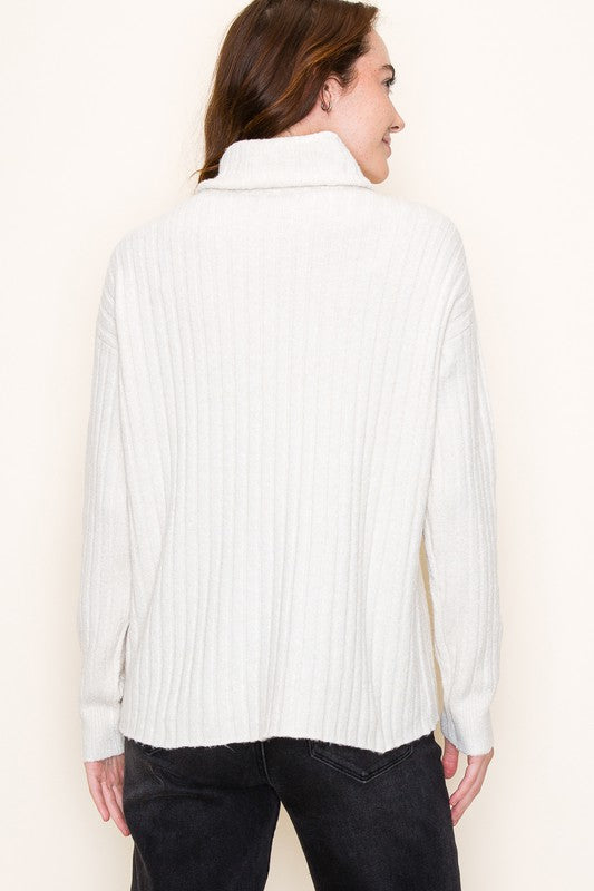 Wide Ribbed Turtleneck Sweater