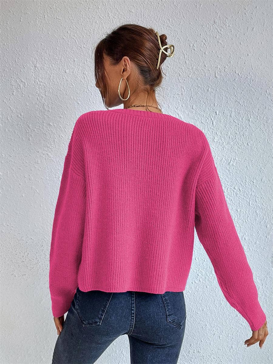 Solid Color Knit Sweater