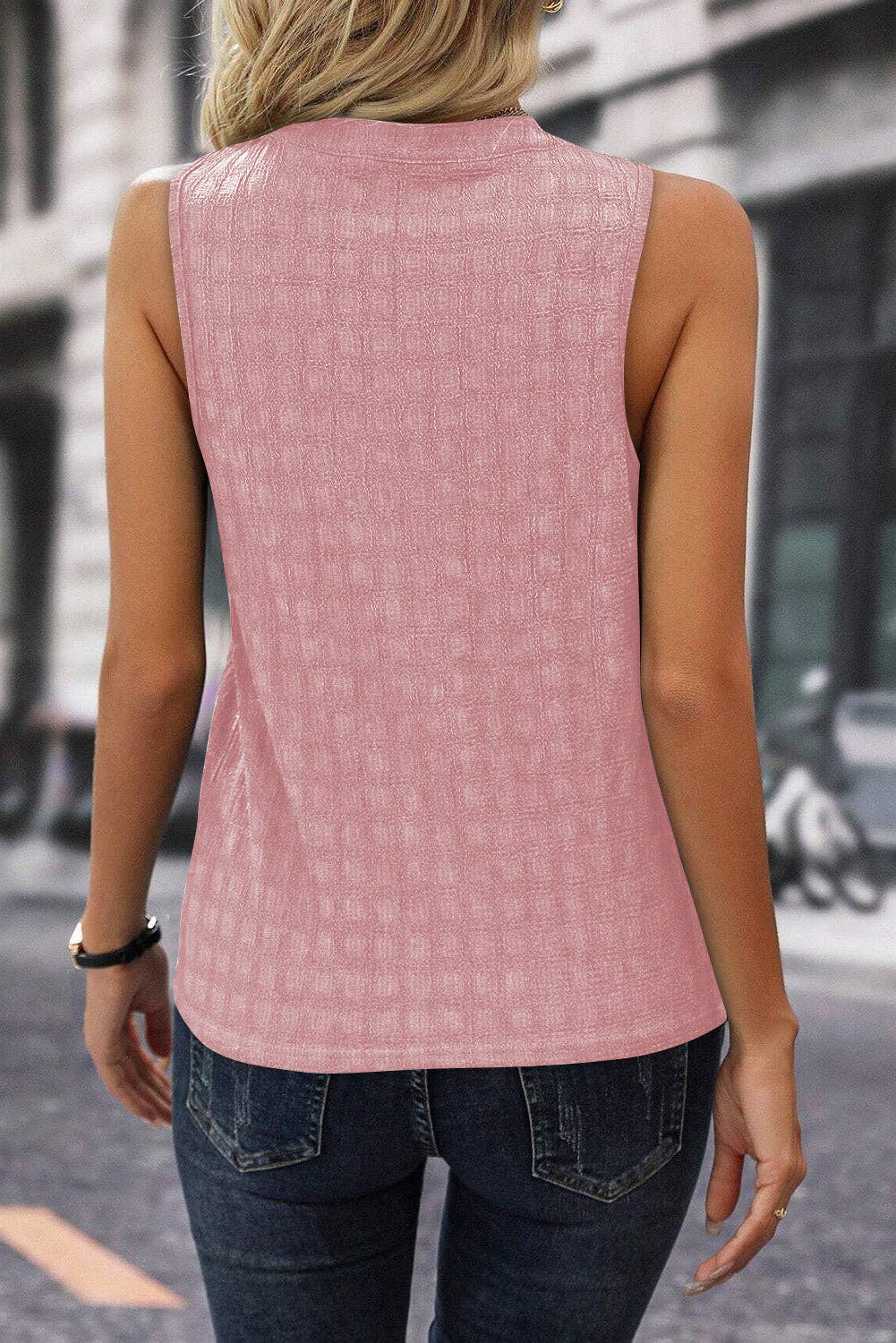 Checker Split Neck Tank