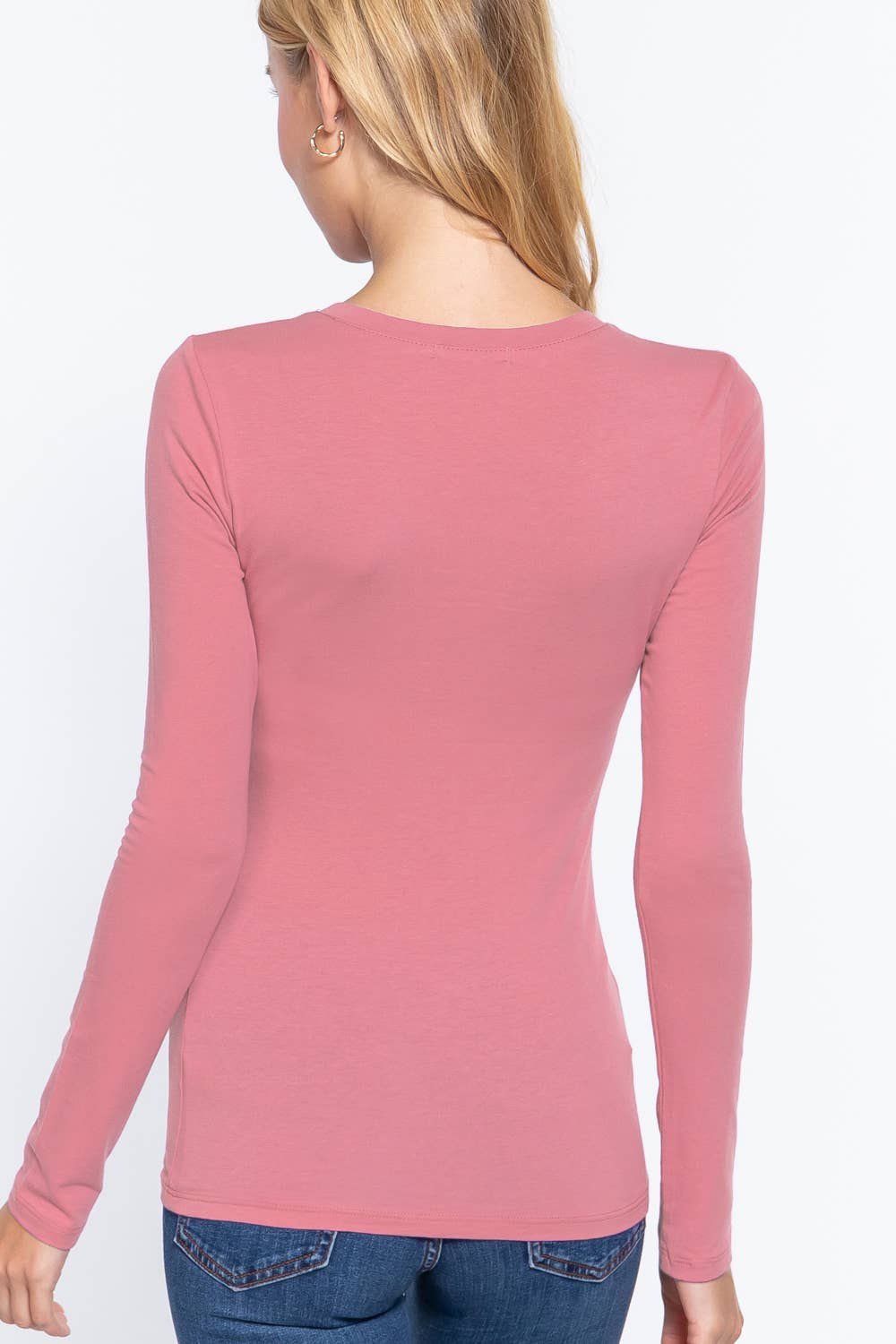 Long Sleeve Crew Neck Cotton Spandex Jersey Top