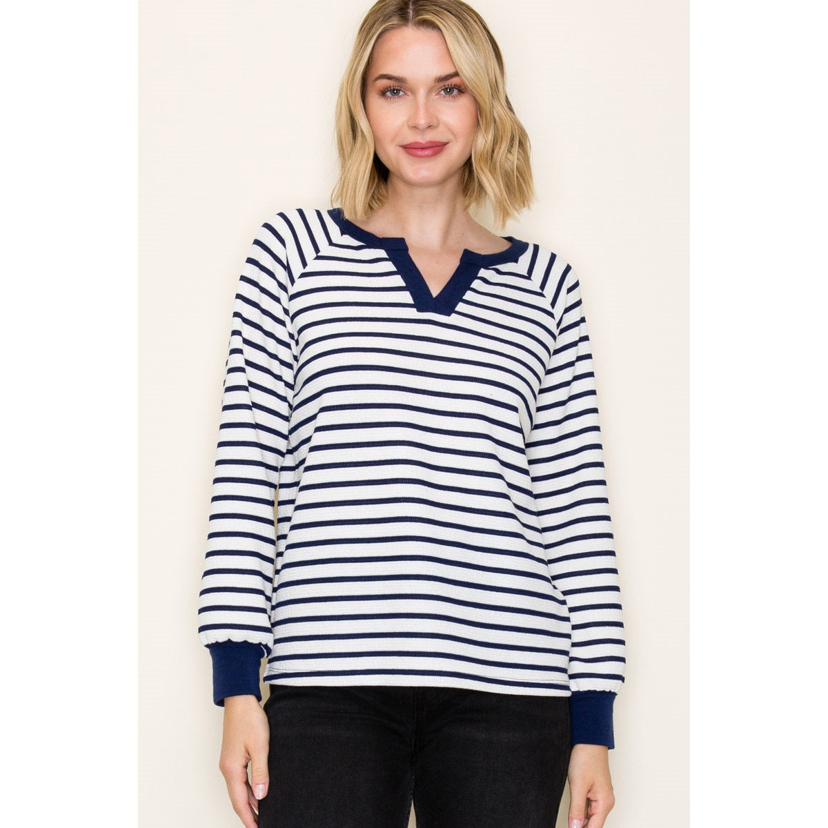 Seersucker Striped Knit Top