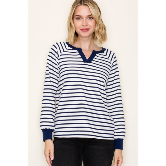 Seersucker Striped Knit Top