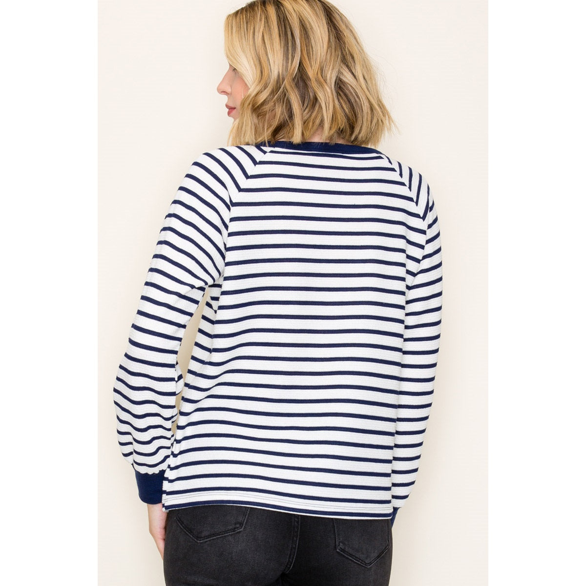 Seersucker Striped Knit Top