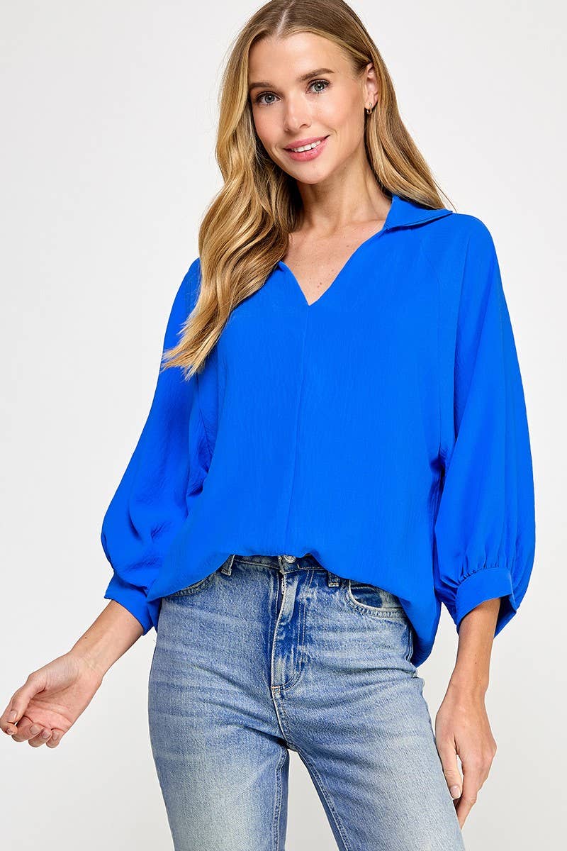 Solid Collared Blouse