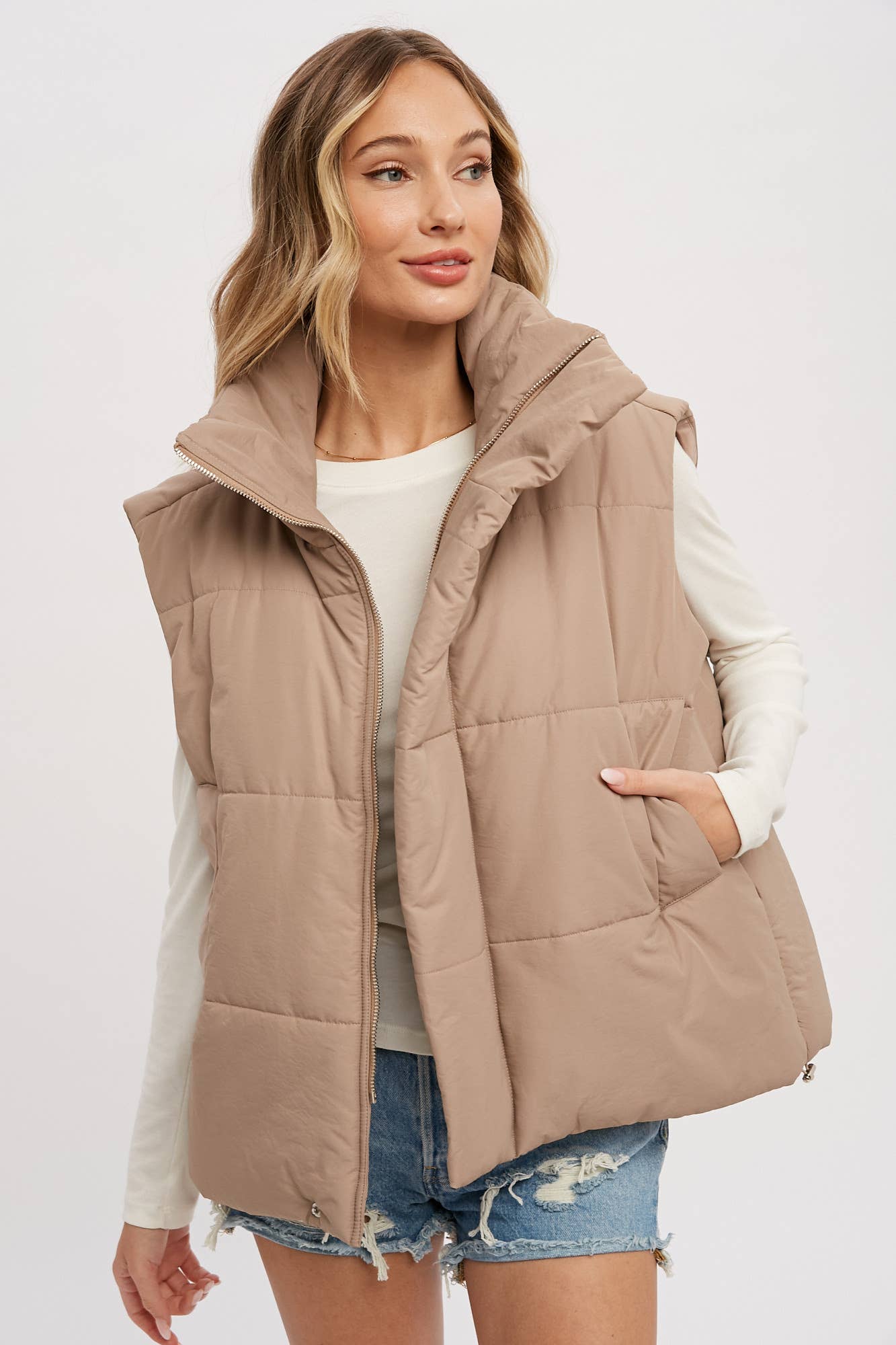 Oversized Puffer Vest (Mocha)