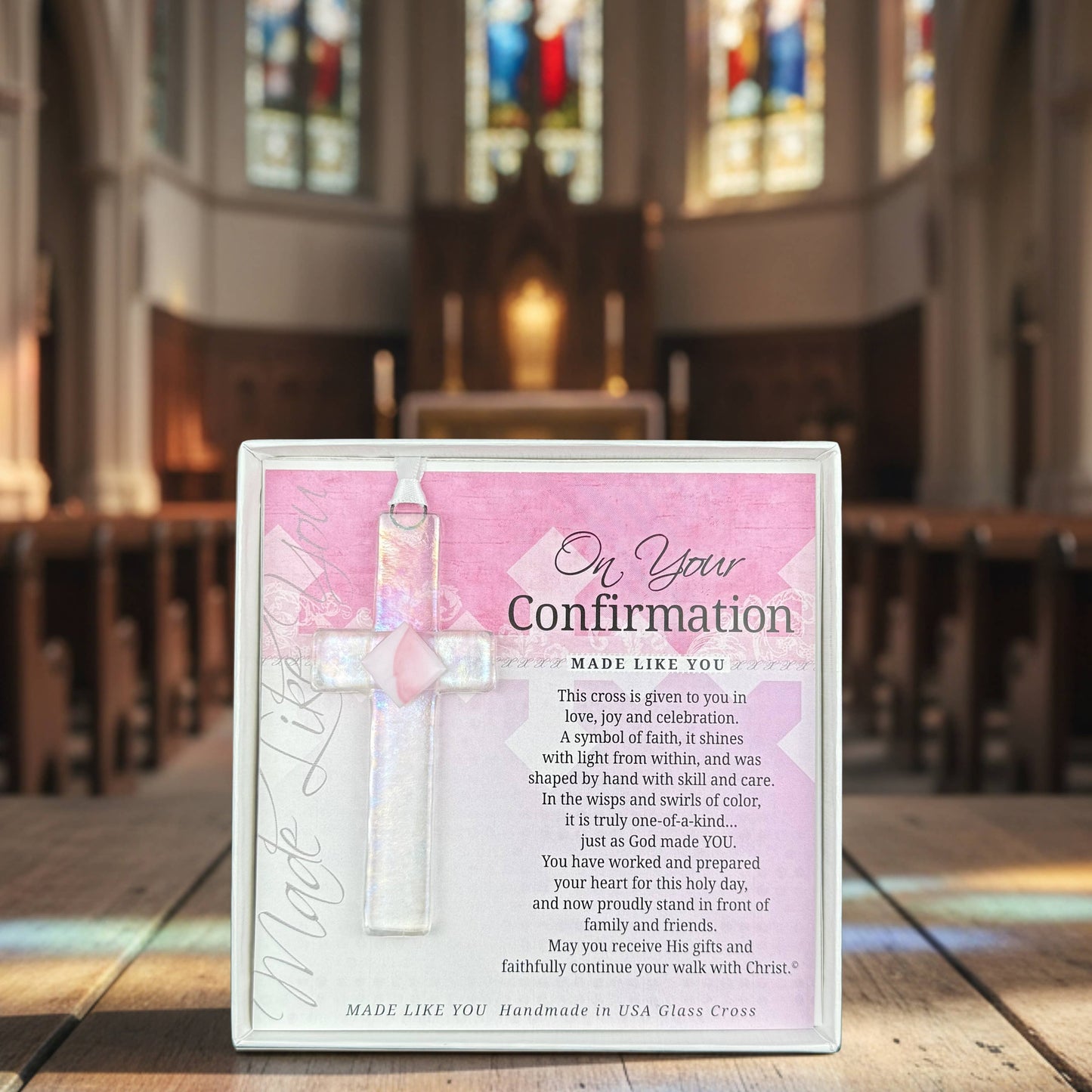 Confirmation Gift Cross For Girl: USA Handmade Glass