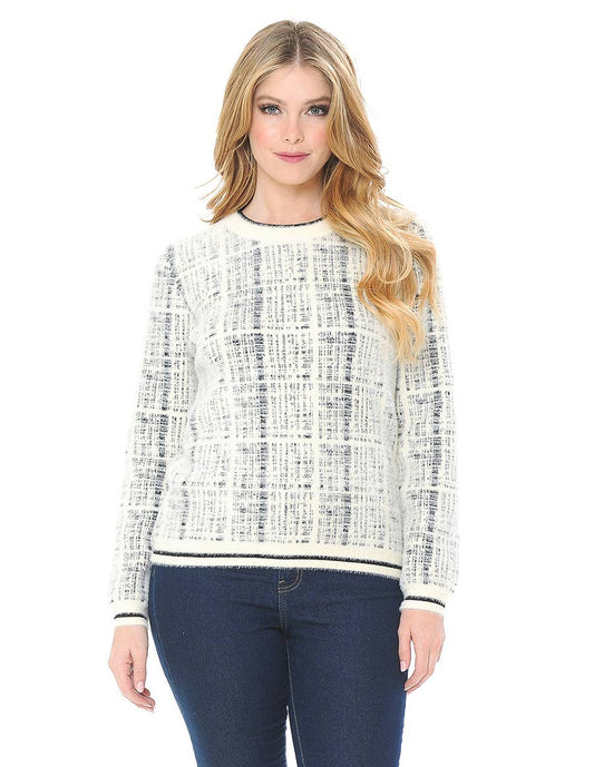 Crew Neck Fuzzy Pull Over Sweater