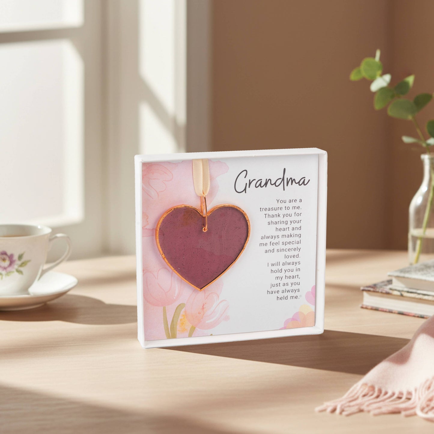 Grandma Keepsake Gift – Handmade Stained Glass Heart