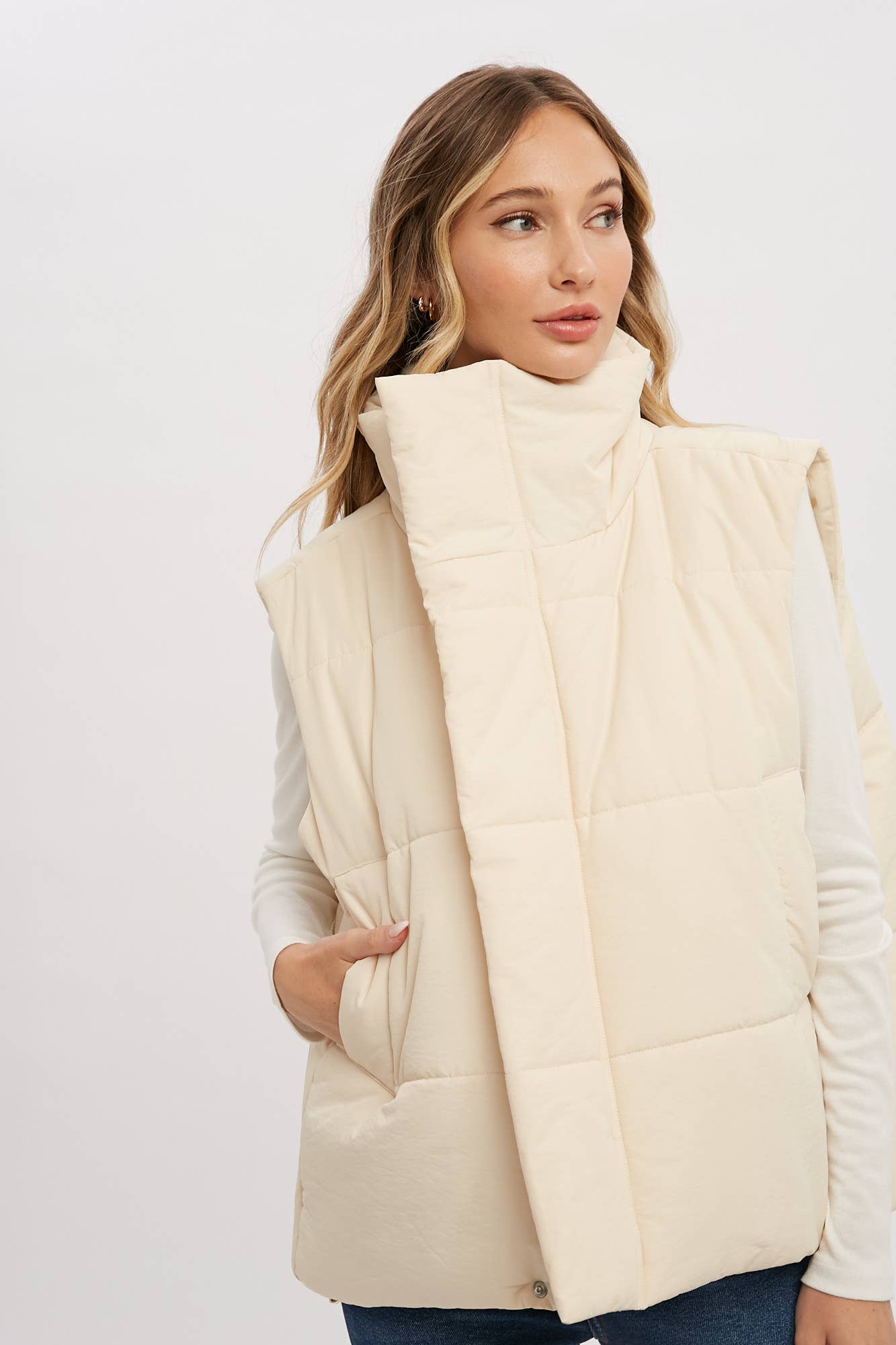 Oversized Puffer Vest (Mocha)