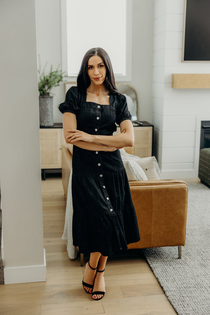 The Elton Dress in Black Wash