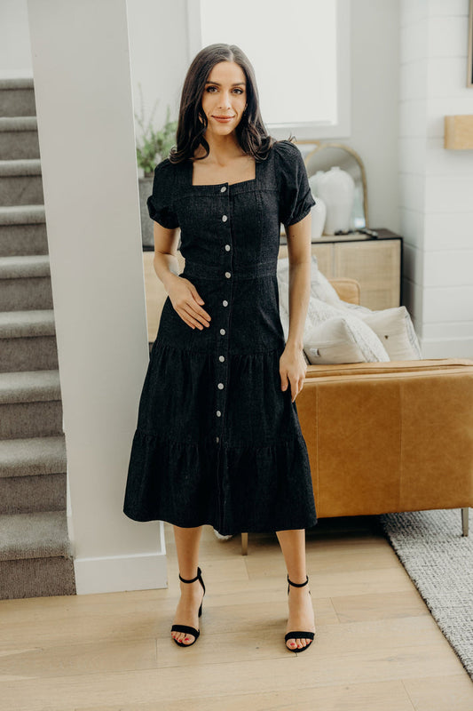 The Elton Dress in Black Wash