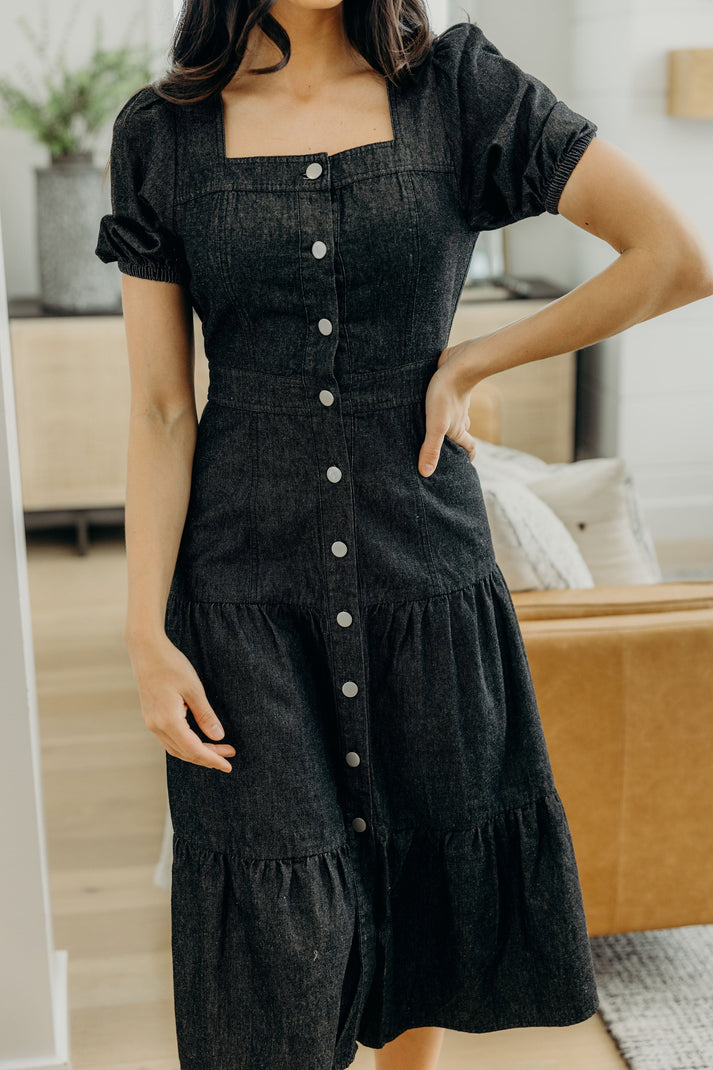The Elton Dress in Black Wash