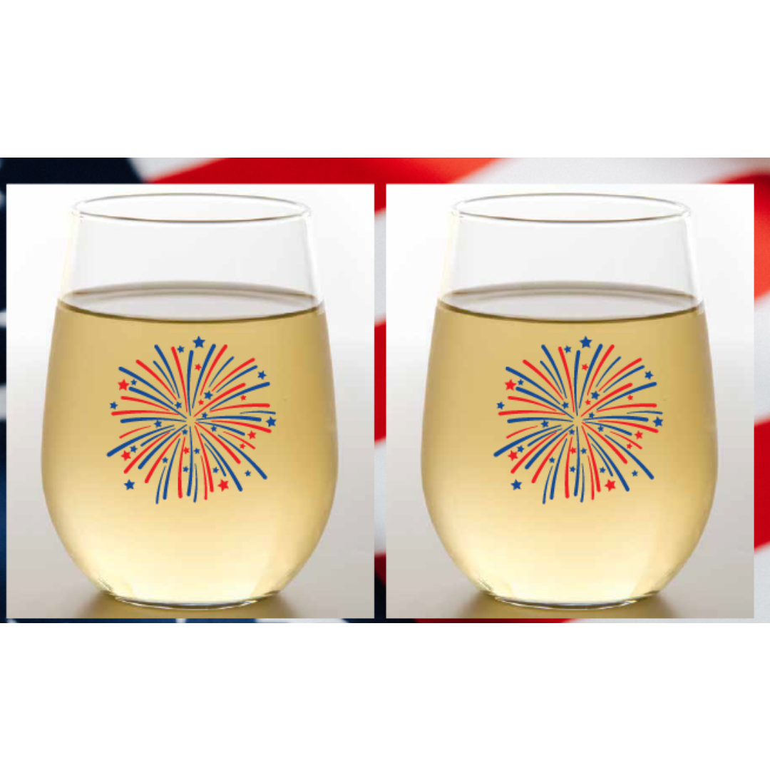 Fireworks Unbreakable Stemless Tritan Plastic Wine Glasses