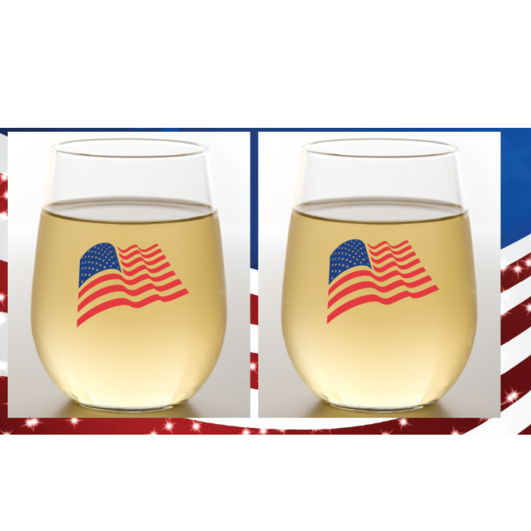 American Flag Unbreakable Stemless Tritan Wine Tumblers