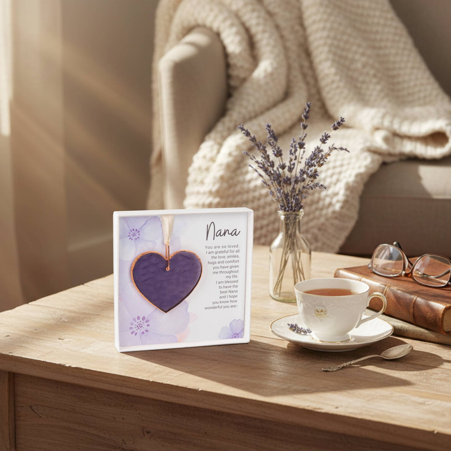 Nana Keepsake Gift – Handmade Stained Glass Heart