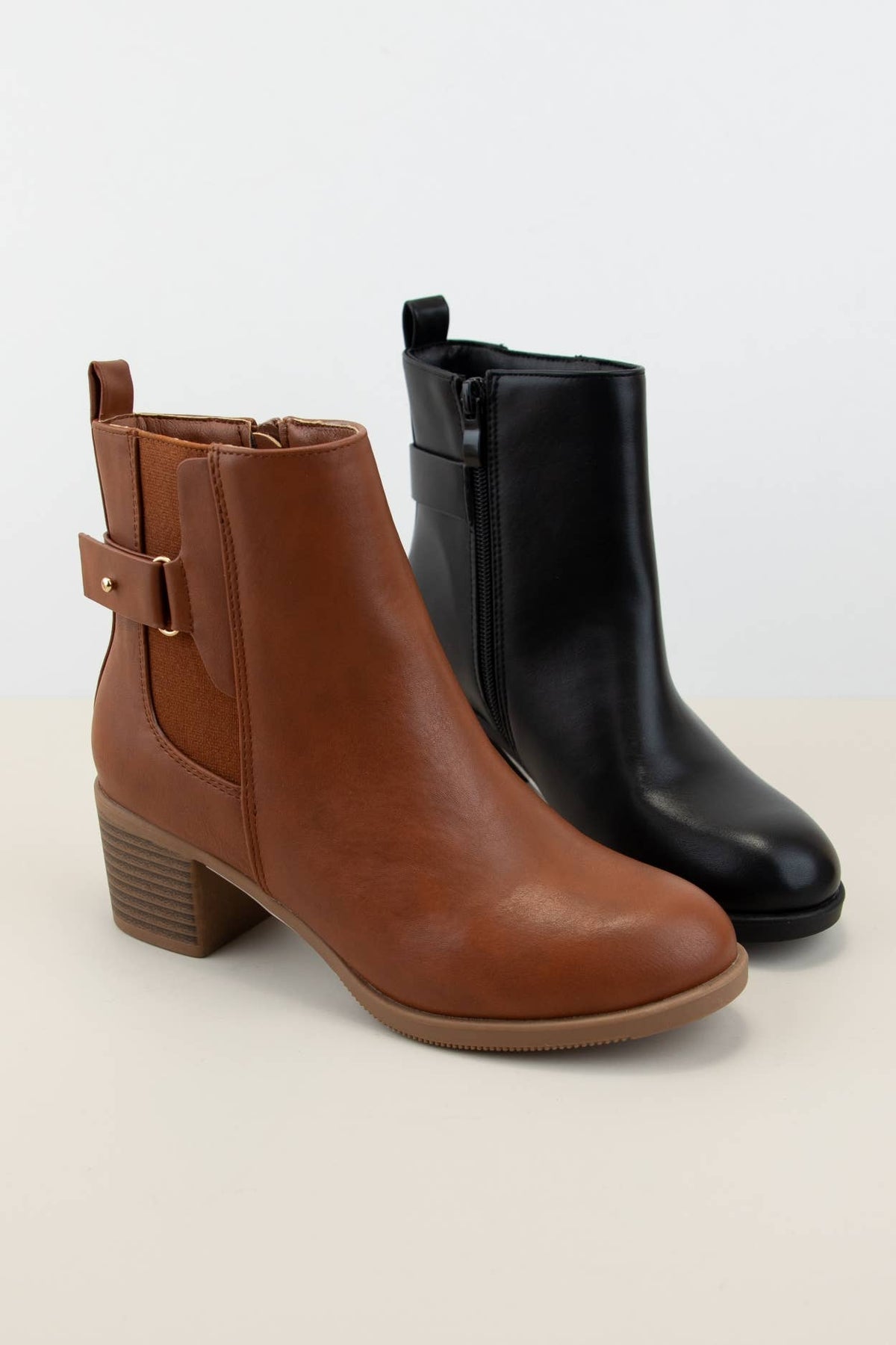 Chelsea Almond Toe Ankle Buckle Strap Boots