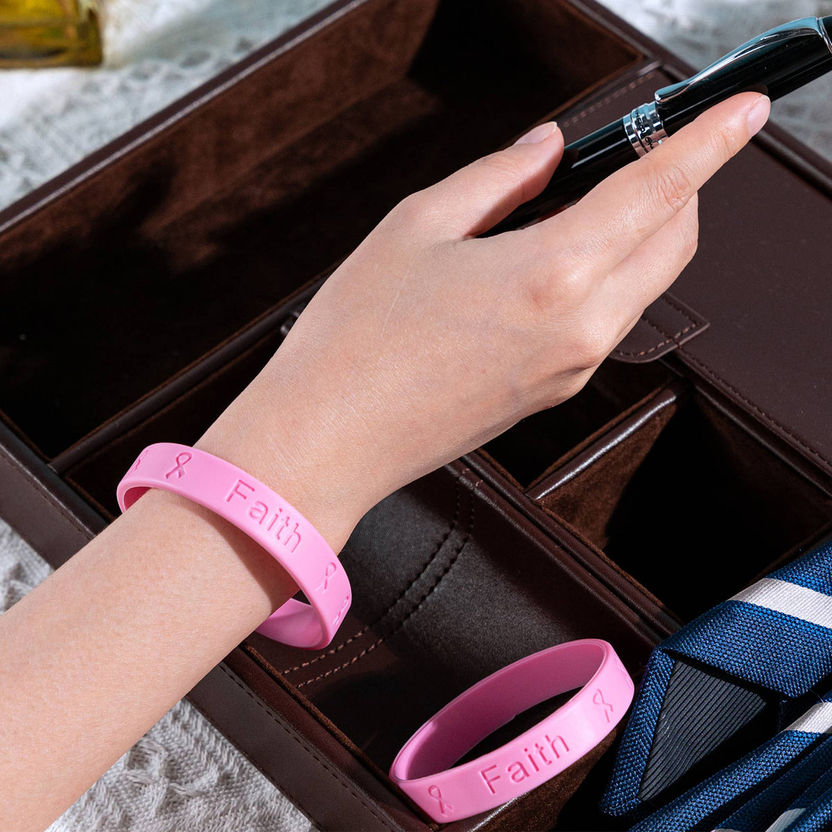 Pink Ribbon Silicone Bracelet