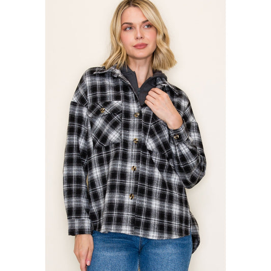 Twofer French Terry Plaid Jacket