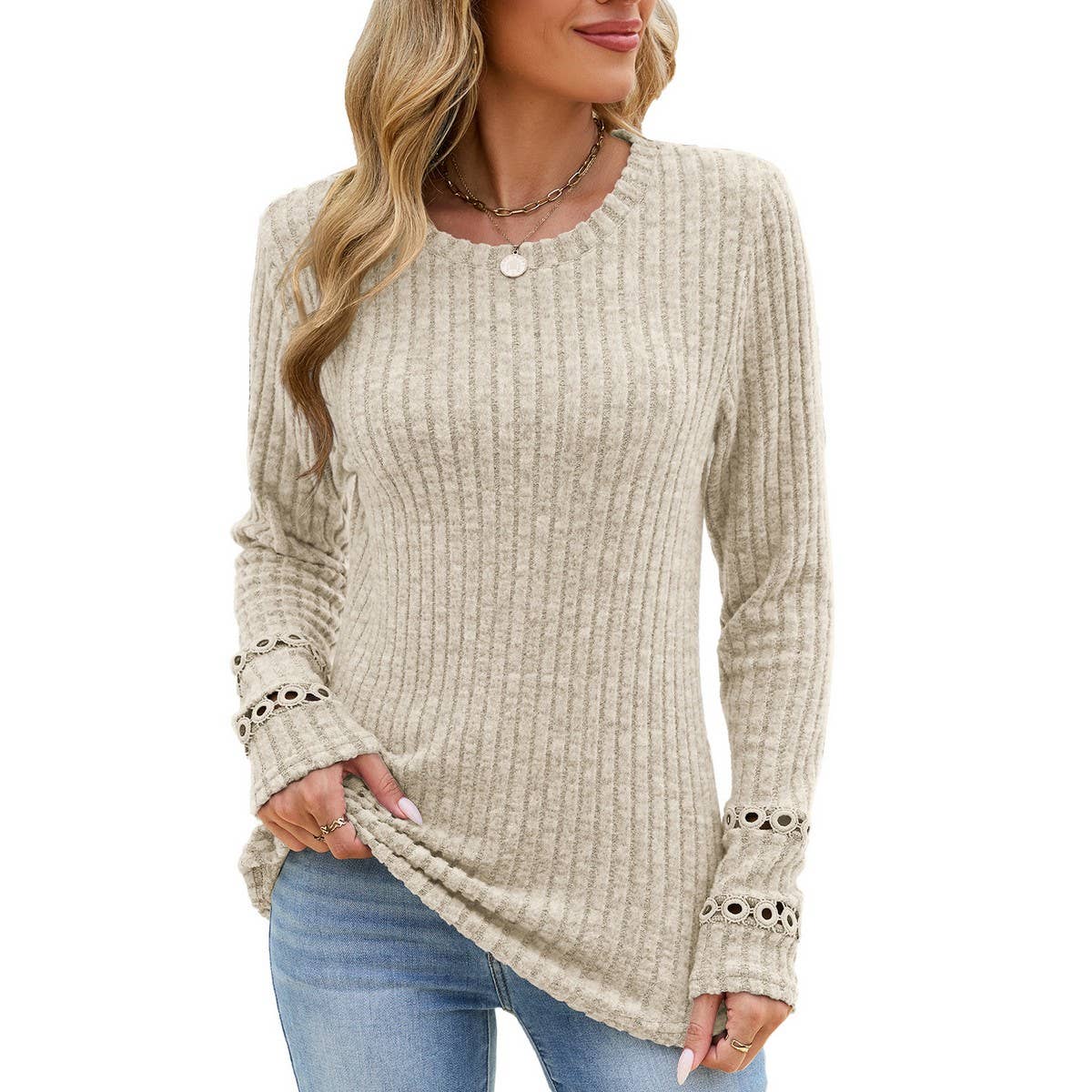 Women's V Neck Plaid Sweatshirt