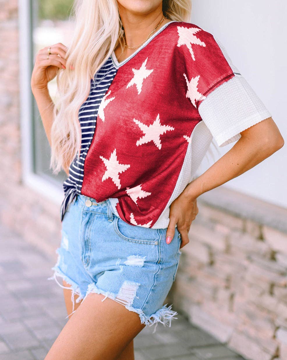 Stars and Stripes Short Sleeve Shirt (blue stripes)