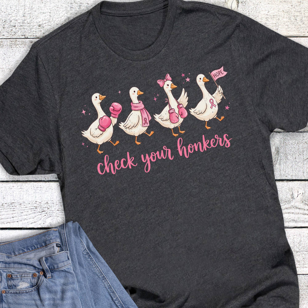 Breast Cancer Awareness Check Your Honkers Graphic Tee
