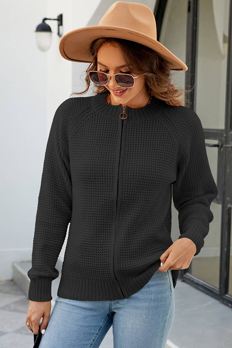 Zip-Up Long Sleeve Cardigan