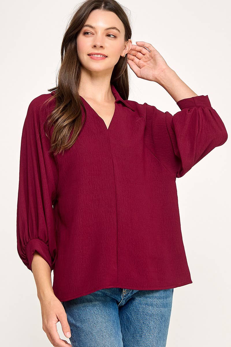 Solid Collared Blouse