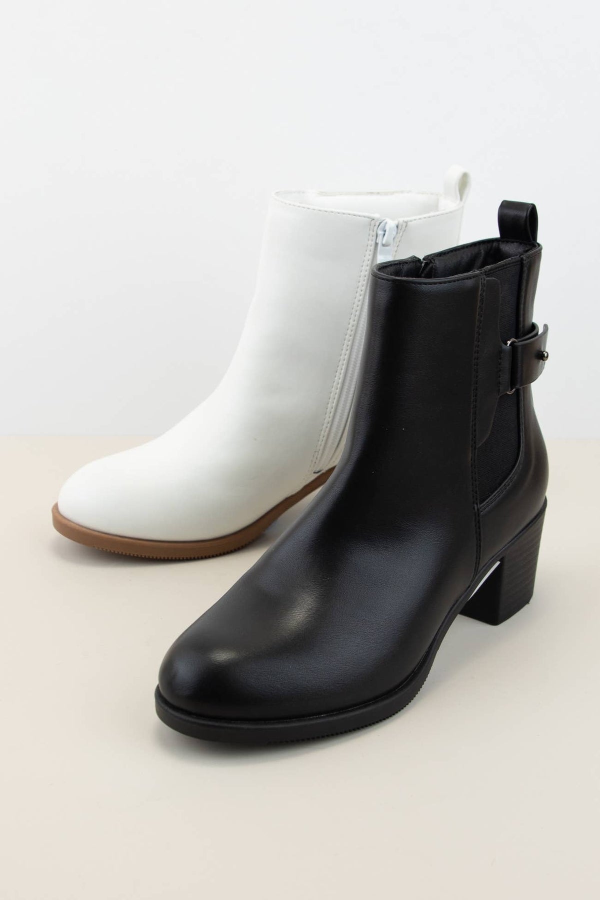 Chelsea Almond Toe Ankle Buckle Strap Boots
