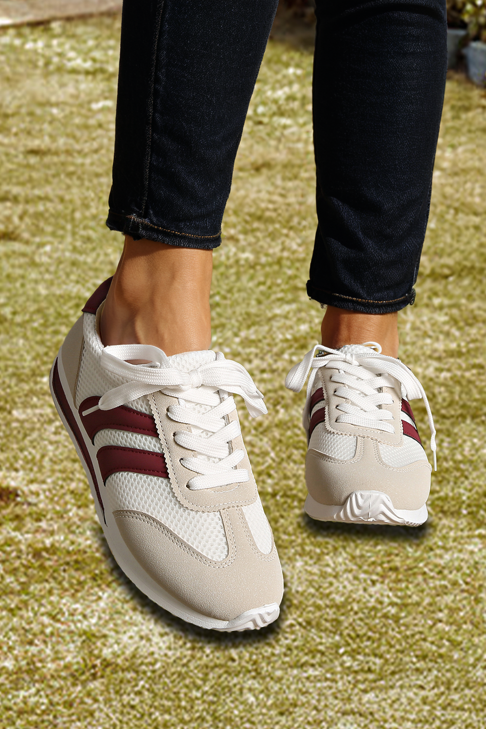 Color Block Patchwork Breathable Lace-up Sneakers